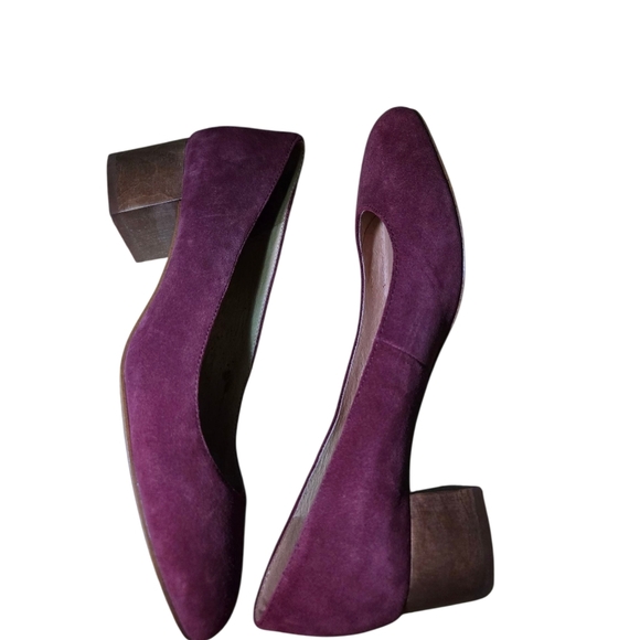 Madewell Burgundy Rounded toe heels pumps Women size 8 suede leather - Picture 6 of 8